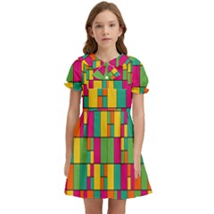 Abstract-background Kids  Bow Tie Puff Sleeve Dress by nateshop