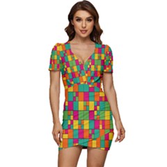 Abstract-background Low Cut Cap Sleeve Mini Dress by nateshop