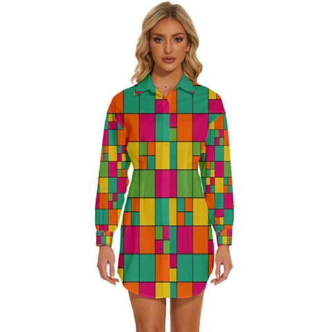 Abstract-background Womens Long Sleeve Shirt Dress by nateshop