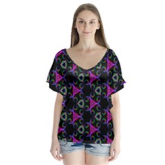 Background-36 V-neck Flutter Sleeve Top by nateshop