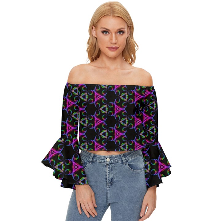 Background-36 Off Shoulder Flutter Bell Sleeve Top