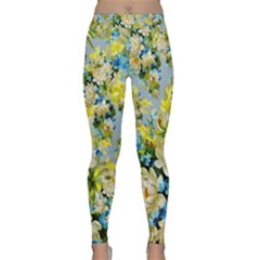 Background-flowers Classic Yoga Leggings by nateshop