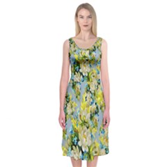 Background-flowers Midi Sleeveless Dress by nateshop