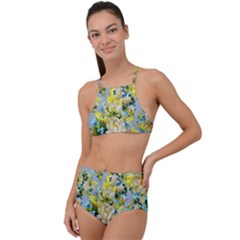 Background-flowers Halter Tankini Set by nateshop