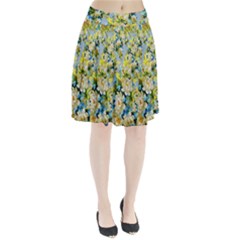 Background-flowers Pleated Skirt by nateshop