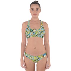 Background-flowers Cross Back Hipster Bikini Set by nateshop