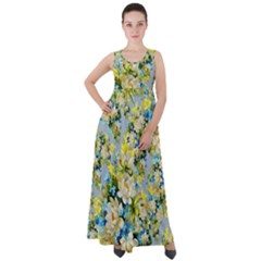 Background-flowers Empire Waist Velour Maxi Dress by nateshop