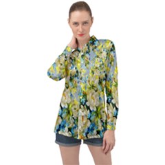 Background-flowers Long Sleeve Satin Shirt