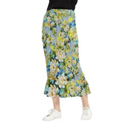 Background-flowers Maxi Fishtail Chiffon Skirt by nateshop