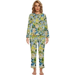 Background-flowers Womens  Long Sleeve Lightweight Pajamas Set by nateshop