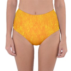 Background-yellow Reversible High-waist Bikini Bottoms by nateshop