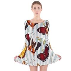 Butterfly-love Long Sleeve Velvet Skater Dress by nateshop