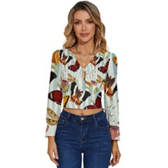 Butterfly-love Long Sleeve V-neck Top by nateshop