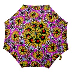 Mazipoodles Love Flowers - Rainbow Hook Handle Umbrellas (medium) by Mazipoodles