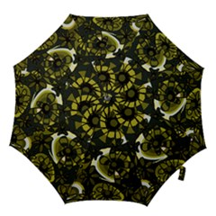 Mazipoodles Love Flowers - Dark Green Olive Black Hook Handle Umbrellas (medium) by Mazipoodles