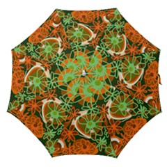 Mazipoodles Love Flowers - Green Orange Straight Umbrellas by Mazipoodles