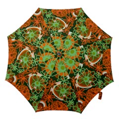 Mazipoodles Love Flowers - Green Orange Hook Handle Umbrellas (medium) by Mazipoodles