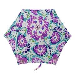 Mazipoodles Love Flowers - Blue Purple White Mini Folding Umbrellas by Mazipoodles