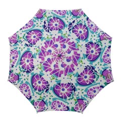 Mazipoodles Love Flowers - Blue Purple White Golf Umbrellas by Mazipoodles