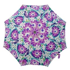 Mazipoodles Love Flowers - Blue Purple White Hook Handle Umbrellas (large) by Mazipoodles