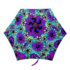 Mazipoodles Love Flowers - Blue Purple Black Mini Folding Umbrellas by Mazipoodles