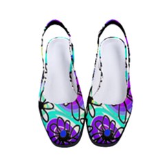 Mazipoodles Love Flowers - Blue Purple Black Women s Classic Slingback Heels by Mazipoodles