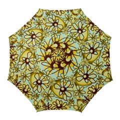 Mazipoodles Love Flowers - Duck Egg Green Olive Brown Golf Umbrellas by Mazipoodles