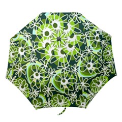 Mazipoodles Love Flowers - Black Olive White Folding Umbrellas by Mazipoodles