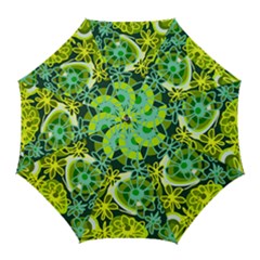 Mazipoodles Love Flowers - Green Lemon Duck Egg Blue Golf Umbrellas by Mazipoodles