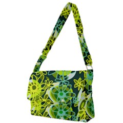 Mazipoodles Love Flowers - Green Lemon Duck Egg Blue Full Print Messenger Bag (l) by Mazipoodles