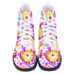 Mazipoodles Love Flowers - Rainbow White Kid s High-top Canvas Sneakers by Mazipoodles