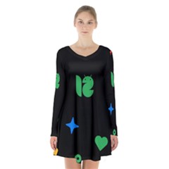 Wallpaper Long Sleeve Velvet V-neck Dress