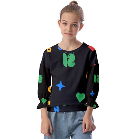 Wallpaper Kids  Cuff Sleeve Top by nateshop