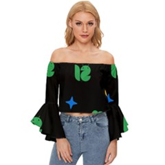 Wallpaper Off Shoulder Flutter Bell Sleeve Top by nateshop