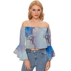 Huawei Off Shoulder Flutter Bell Sleeve Top by nateshop