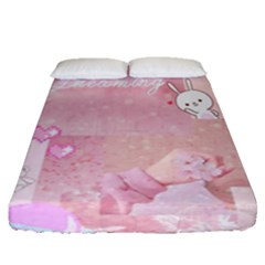 Pink Aesthetic, Clouds, Cute, Glitter, Hello Kitty, Pastel, Soft Fitted Sheet (queen Size) by nateshop