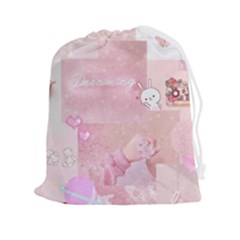 Pink Aesthetic, Clouds, Cute, Glitter, Hello Kitty, Pastel, Soft Drawstring Pouch (2xl) by nateshop