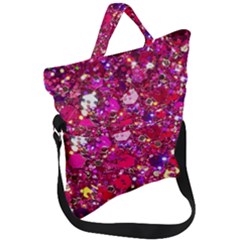 Pink Glitter, Cute, Girly, Glitter, Pink, Purple, Sparkle Fold Over Handle Tote Bag by nateshop