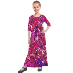 Pink Glitter, Cute, Girly, Glitter, Pink, Purple, Sparkle Kids  Quarter Sleeve Maxi Dress by nateshop