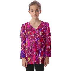 Pink Glitter, Cute, Girly, Glitter, Pink, Purple, Sparkle Kids  V Neck Casual Top by nateshop