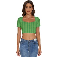 Punch Hole Short Sleeve Square Neckline Crop Top  by nateshop