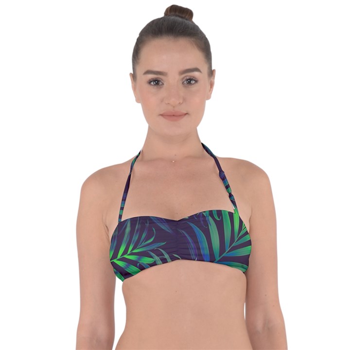 Tree Leaves Tie Back Bikini Top