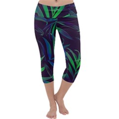 Tree Leaves Capri Yoga Leggings by nateshop