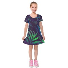 Tree Leaves Kids  Short Sleeve Velvet Dress by nateshop