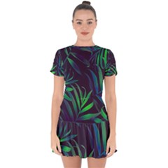 Tree Leaves Drop Hem Mini Chiffon Dress by nateshop