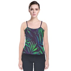 Tree Leaves Velvet Spaghetti Strap Top by nateshop