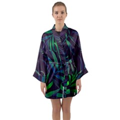 Tree Leaves Long Sleeve Satin Kimono by nateshop