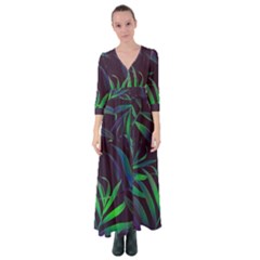 Tree Leaves Button Up Maxi Dress by nateshop