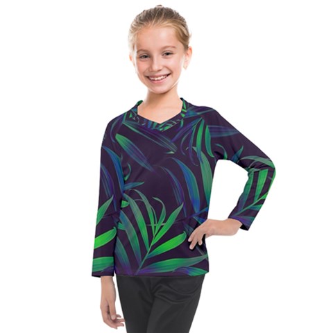 Tree Leaves Kids  Long Mesh T-shirt by nateshop