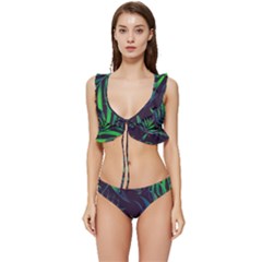 Tree Leaves Low Cut Ruffle Edge Bikini Set by nateshop